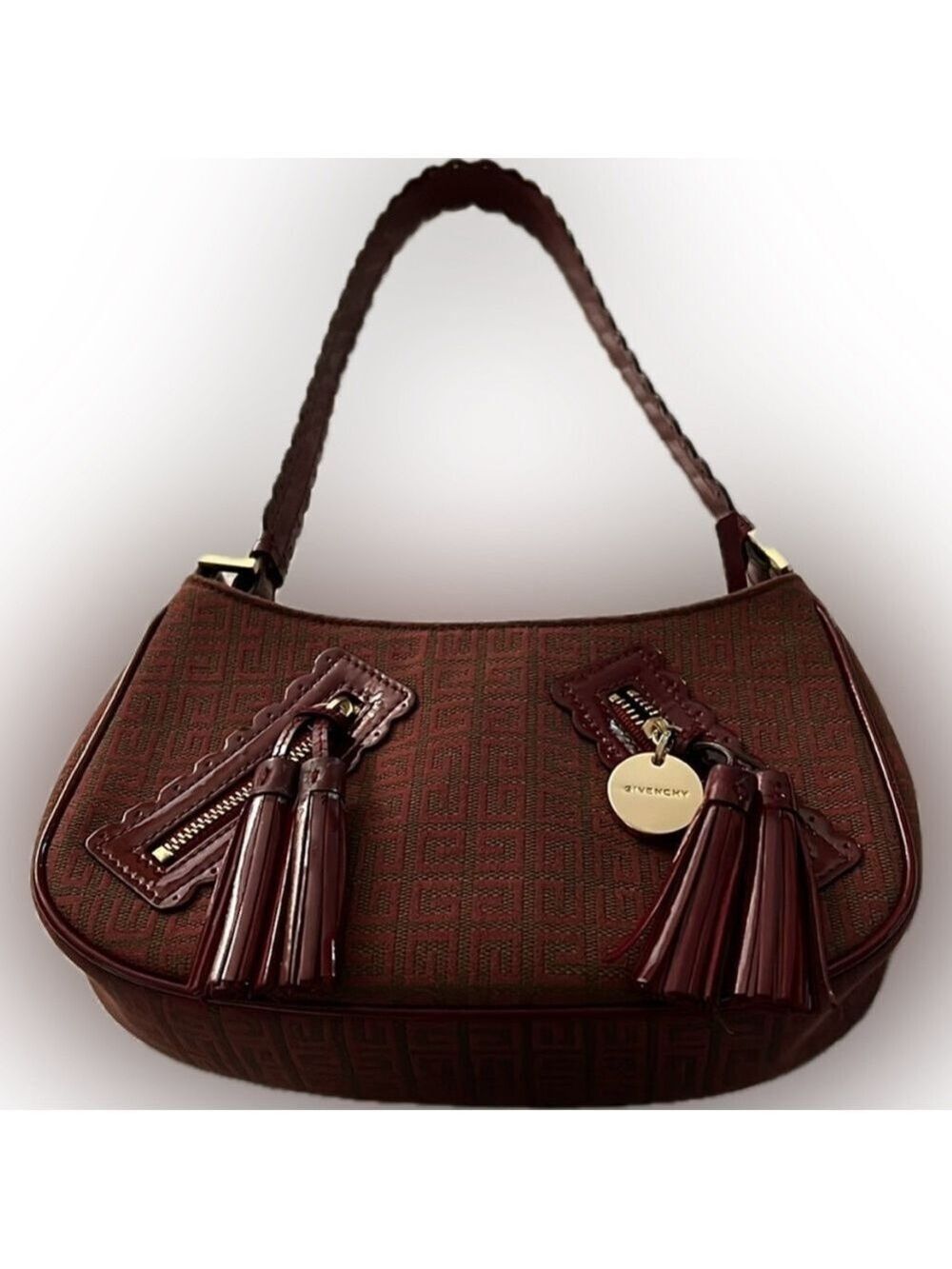 Givenchy Dark Red Shoulder Bag with Tassel Charms & COA